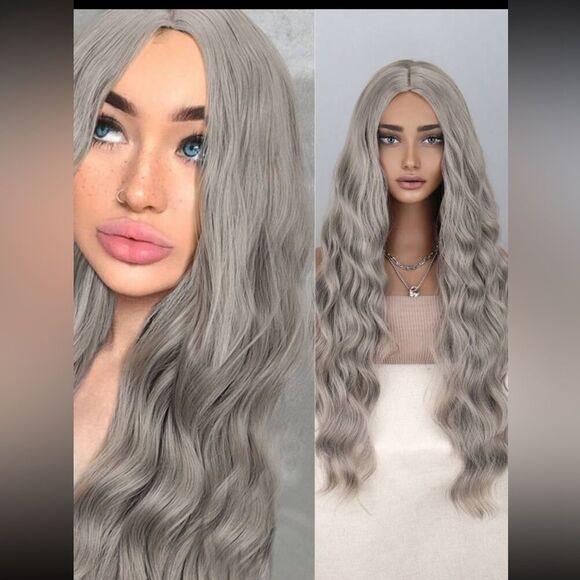 Elegant Long Wavy Gray Wig NWOT - Picture 3 of 9
